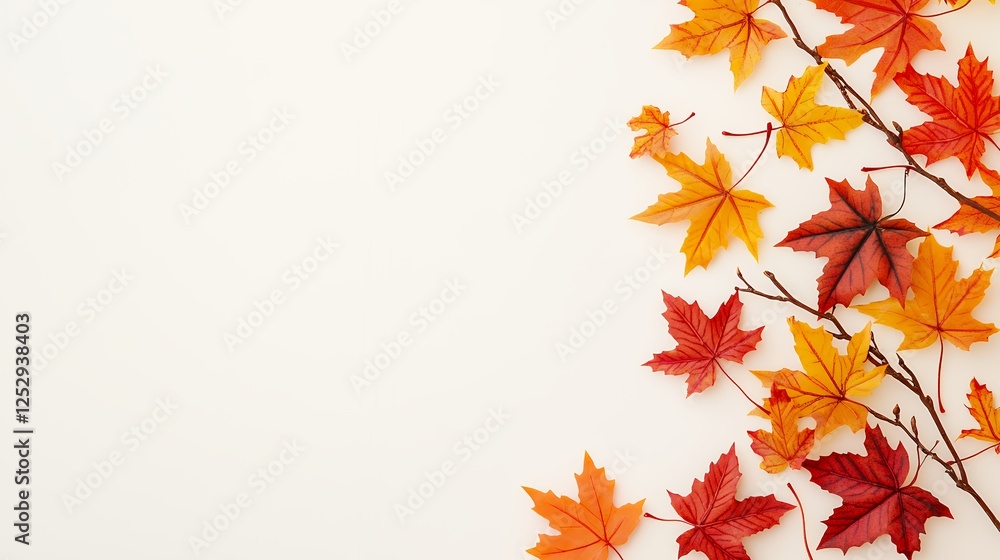 Fototapeta premium Pixel Art Autumn Maple Leaves Border on White Background
