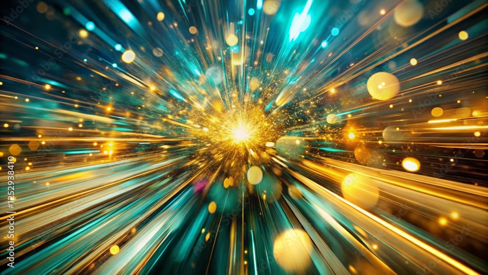 Dazzling Abstract Light Burst: Golden & Teal Dynamic Motion Dazzling Abstract Light Burst: Golden & Teal Dynamic Motion