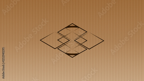 Modern and minimalist design featuring a central geometric motif composed of overlapping diamonds or squares, creating a sense of depth and dimensionality.