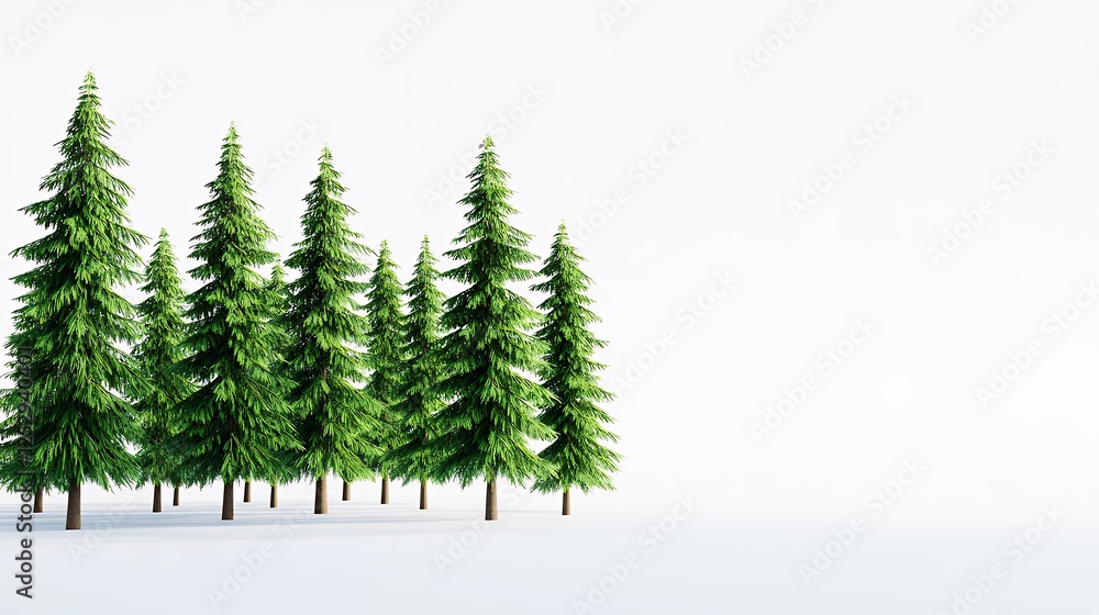 Obraz premium Pixelated Evergreen Trees Against White Background