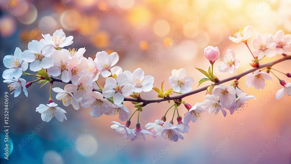 Delicate White Cherry Blossoms Branch, Spring Floral Photography Delicate White Cherry Blossoms Branch, Spring Floral Photography