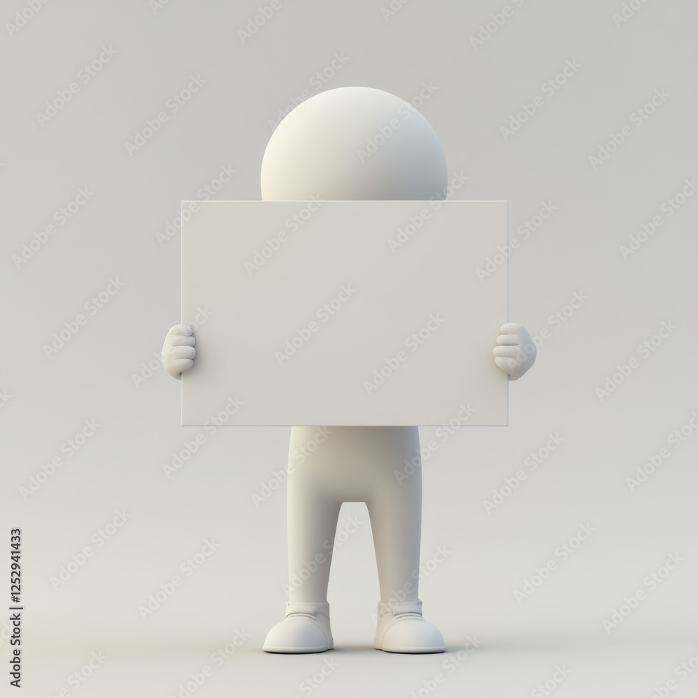 3D figure holding blank sign in studio (3) 3D figure holding blank sign in studio (3)
