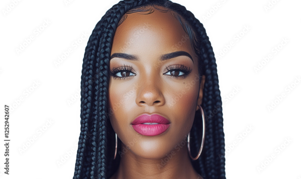 A front facing photo of a fashionable African American woman's face A front facing photo of a fashionable African American woman's face
