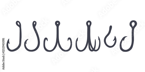 Empty Fish Hook Silhouette Set