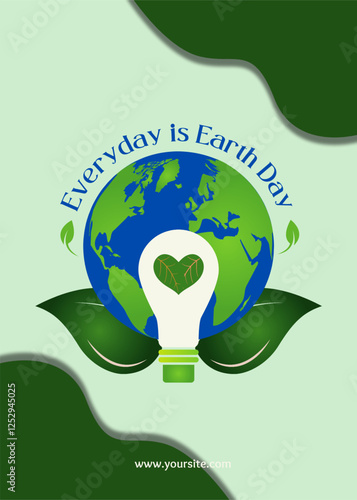 Poster illustration World Earth Day concept with globe. vector illustration design template. World Environment and ecology theme for poster, background or banner. Everyday is earth day.