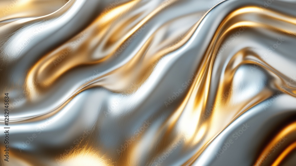Shimmering Silver and Gold Waves in Elegant Abstract Background Shimmering Silver and Gold Waves in Elegant Abstract Background