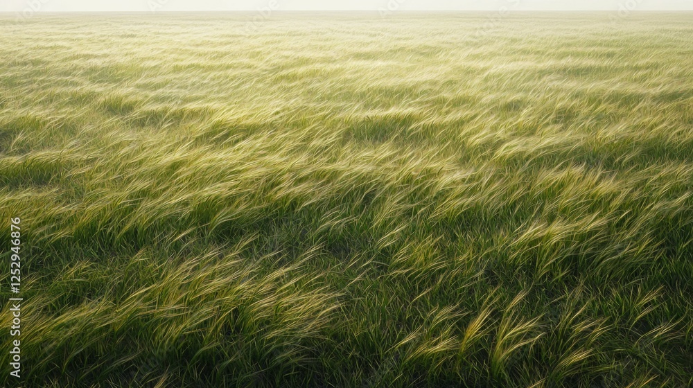 Lush Green Grass Field Under Soft Morning Light and Gentle Breeze Lush Green Grass Field Under Soft Morning Light and Gentle Breeze