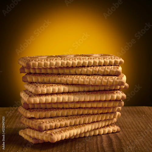 Cookies on a board with a yellow circle on the background