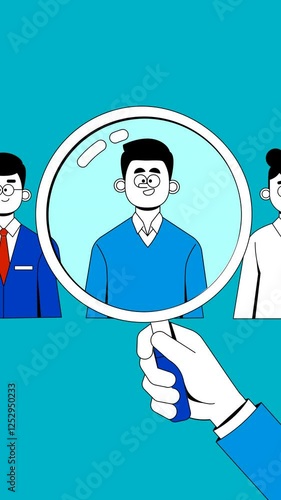 vertical animation looking the best employee candidates. selecting human resources to be recruited for work