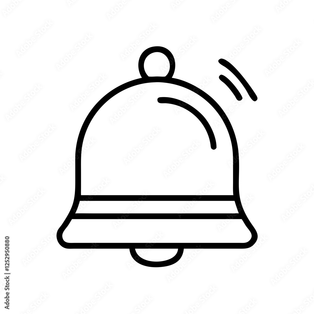 Bell icon ringing in a black outline, modern design, symbolizes alertness Bell icon ringing in a black outline, modern design, symbolizes alertness