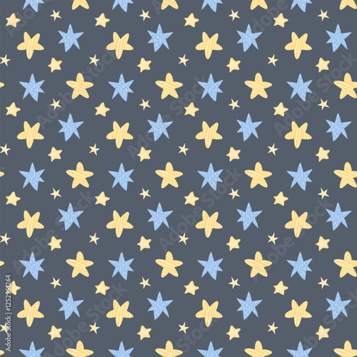 Seamless vector pattern with stars for background, wallpaper, printing, textile design, blanket pattern, decor etc. Star pattern in dulcet style