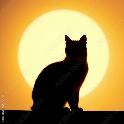 Mystical feline silhouette against a backdrop of vibrant sunset hues