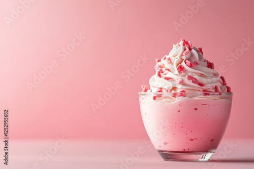 Wallpaper Mural Glass of pink drink topped with whipped cream and dessert ideas on a wooden table Torontodigital.ca
