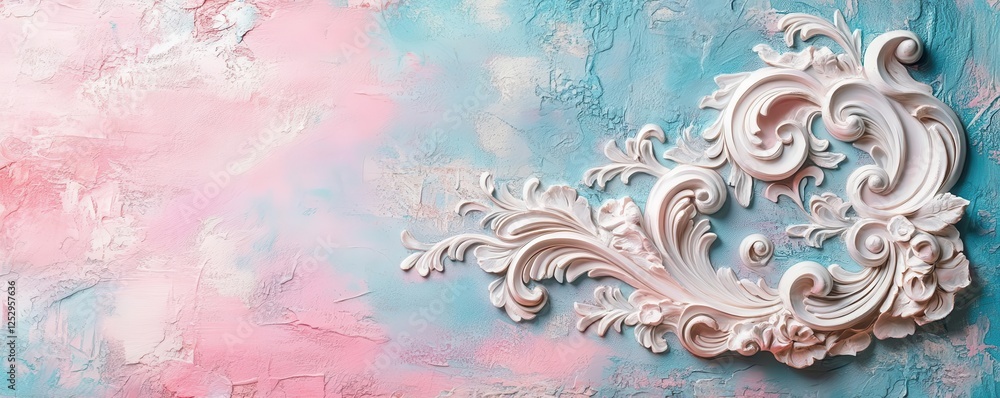 Calligraphic ornament element flat design front view baroque theme watercolor colored pastel Calligraphic ornament element flat design front view baroque theme watercolor colored pastel