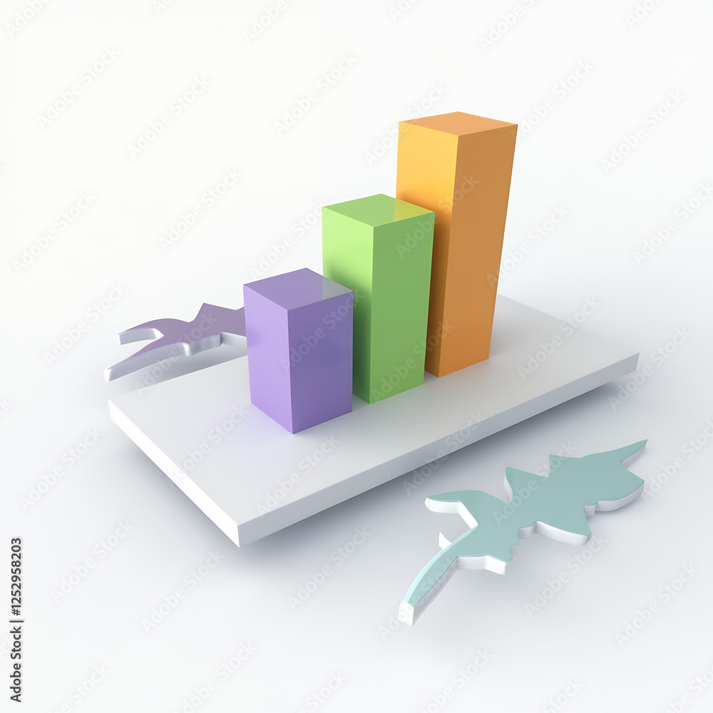 3d business graph with arrow 3d business graph with arrow
