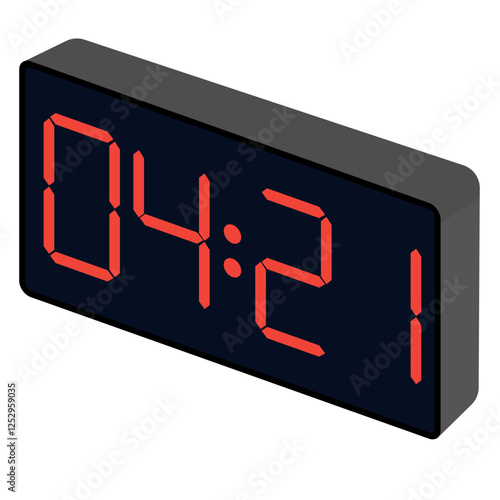 Fashionable wrist gadget displaying 04:21 in a modern digital watch template isolated on a black background.