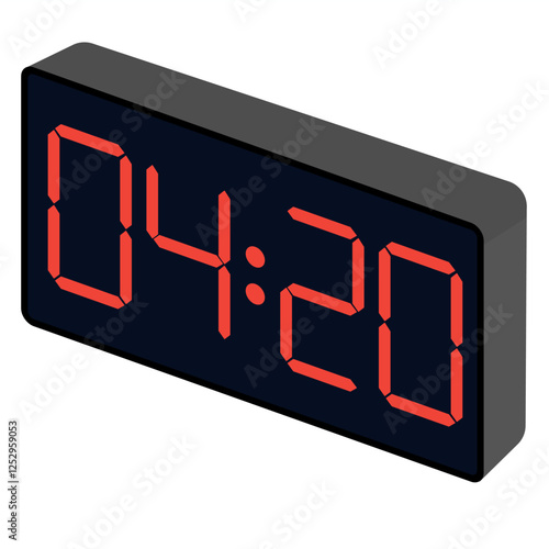Fashionable wrist gadget displaying 04:20 in a modern digital watch template isolated on a black background.