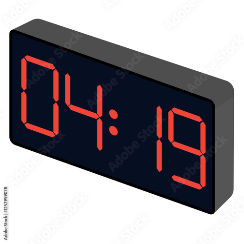 Fashionable wrist gadget displaying 04:19 in a modern digital watch template isolated on a black background.