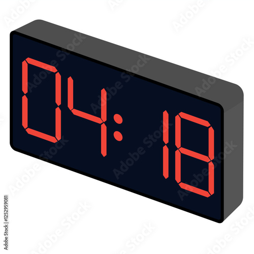Fashionable wrist gadget displaying 04:18 in a modern digital watch template isolated on a black background.