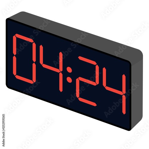 Fashionable wrist gadget displaying 04:24 in a modern digital watch template isolated on a black background.