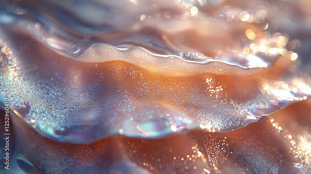 Obraz premium Abstract Close-Up of Fluid Waves with Shimmering Light Reflections