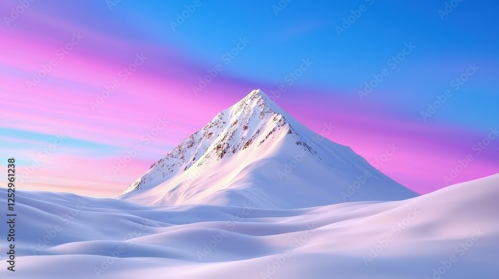 Snowy mountain with vibrant sunset colors. Snowy mountain with vibrant sunset colors.