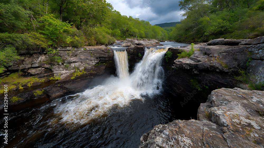 Naklejka premium a waterfall in a remote jungle setting