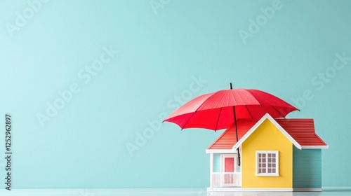Wallpaper Mural Small House Protected By Red Umbrella Torontodigital.ca