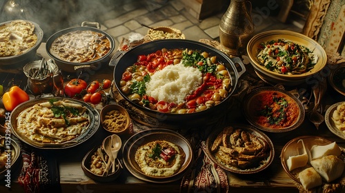 Meskhetian Turkish Cuisine in a Rustic Kitchen photo