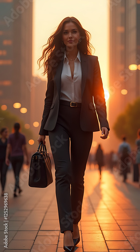 Confident Businesswoman in Modern Cityscape