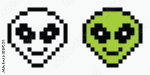 set alien pixel art icon vector illustration.