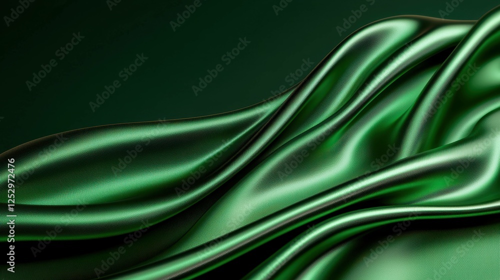 Obraz premium Elegant flowing green silk fabric background.