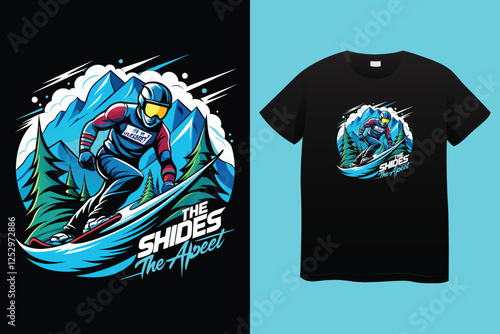 Set of Winter sport athlete silhouettes. Ski jumping, downhill, slalom, skiing emblems. Print design for t-shirt. Sport club emblems.