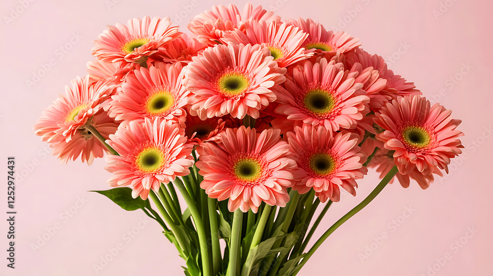 Close-up of Beautiful Pink Gerbera Daisies, A close-up view of a cluster of vibrant, soft pink gerbera daisies. Close-up of Beautiful Pink Gerbera Daisies, A close-up view of a cluster of vibrant, soft pink gerbera daisies.