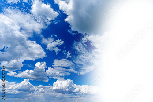 Fototapeta Naklejka Na Ścianę i Meble -  Blue sky and white clouds in PNG, blue sky and white clouds isolated on white background
