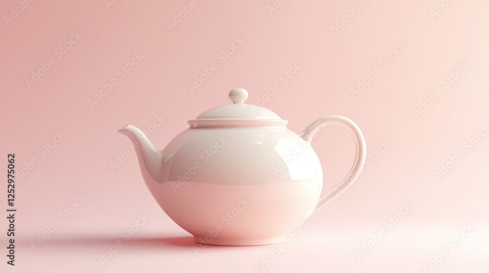 Pink teapot on pink background; minimalist tea time Pink teapot on pink background; minimalist tea time