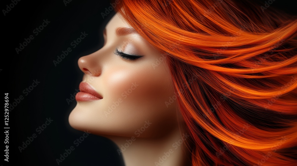 Fototapeta premium Woman with long red hair and a smile
