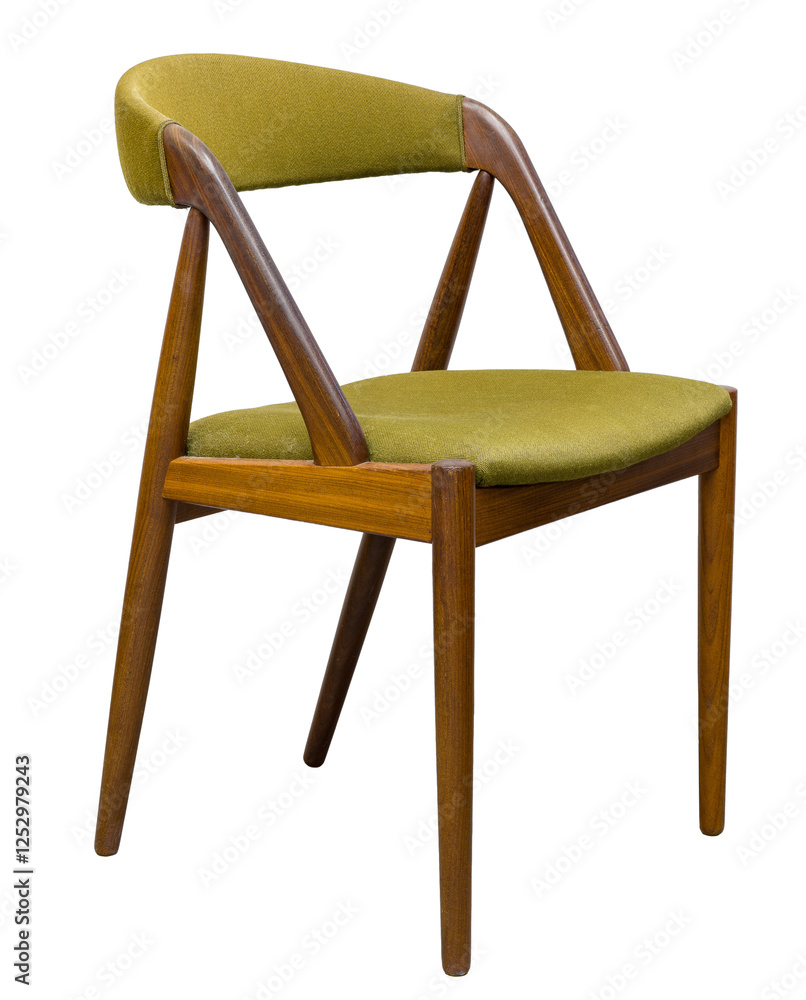 Mid-century modern dining chair isolated on a white background.