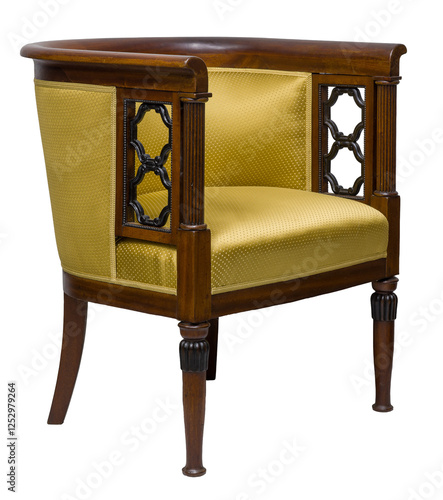 Obraz na płótnie Elegant, classic armchair with a barrel back, isolated on a white background. w salonie
