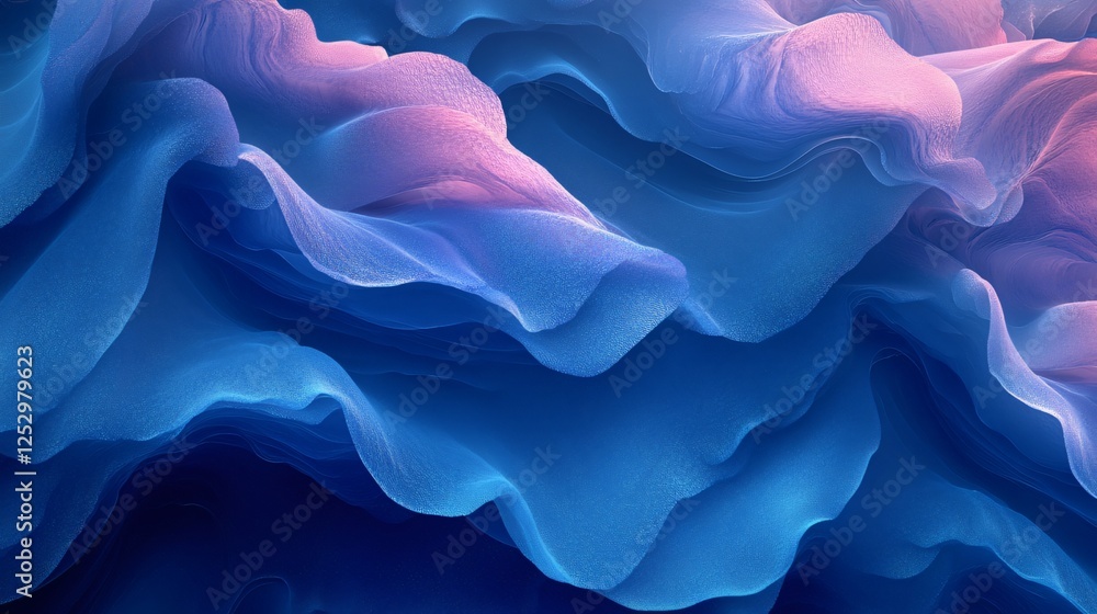 Fototapeta premium Striking Blue Abstract Artwork Featuring Fluid Wave-like Curves That Flow Seamlessly