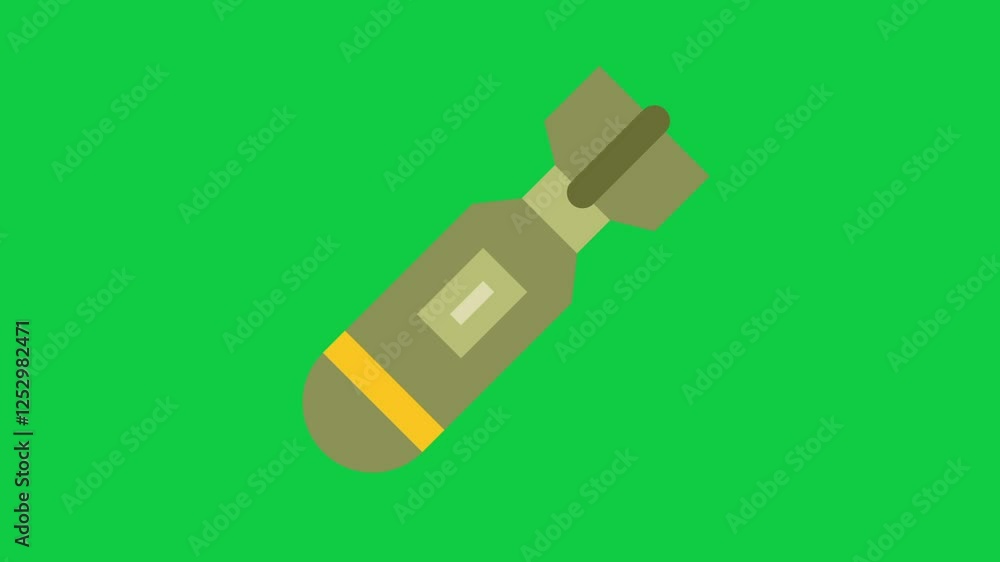 Animated bomb icon on a green screen, perfect for action, war, and defense-related video production. High-resolution stock footage ideal for action scenes in war movies. Animated bomb icon on a green screen, perfect for action, war, and defense-related video production. High-resolution stock footage ideal for action scenes in war movies.