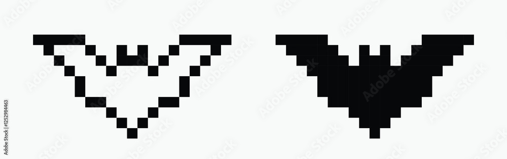 bat pixel art icon vector illustration. bat pixel art icon vector illustration.