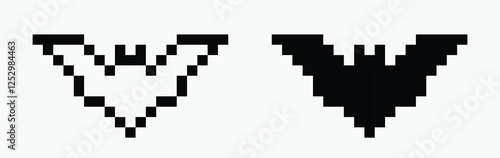 bat pixel art icon vector illustration.
