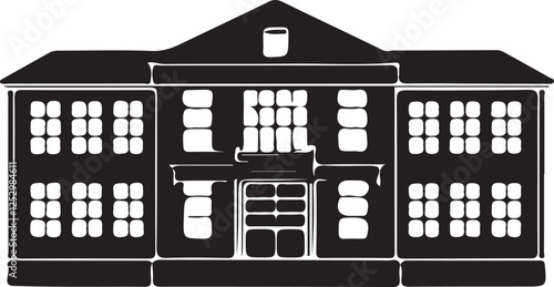 School building silhouette illustration vector .