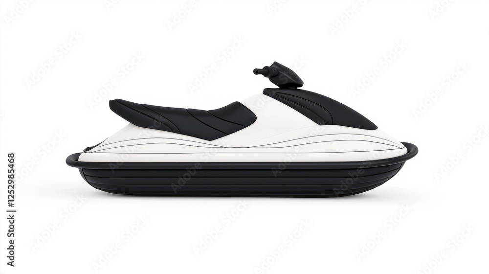 White and black jet ski on white background White and black jet ski on white background