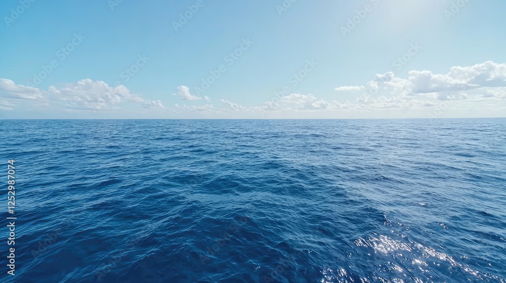 Calm ocean expanse under a clear sky. Wide shot. Use for travel, nature, or relaxing backgrounds Calm ocean expanse under a clear sky. Wide shot. Use for travel, nature, or relaxing backgrounds