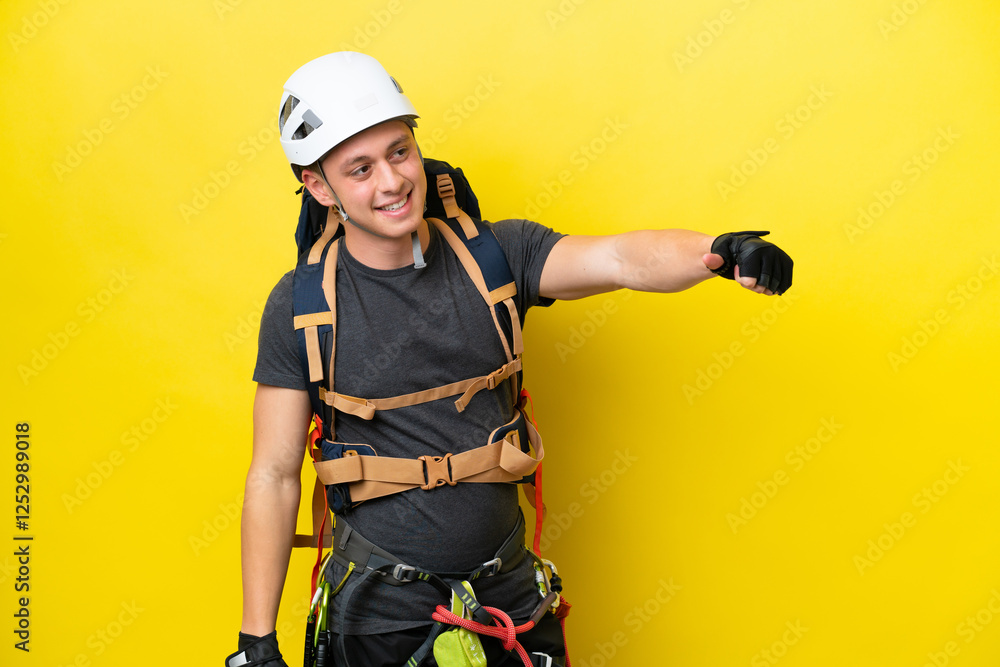 Young rock climber Brazilian man giving a thumbs up gesture Young rock climber Brazilian man giving a thumbs up gesture