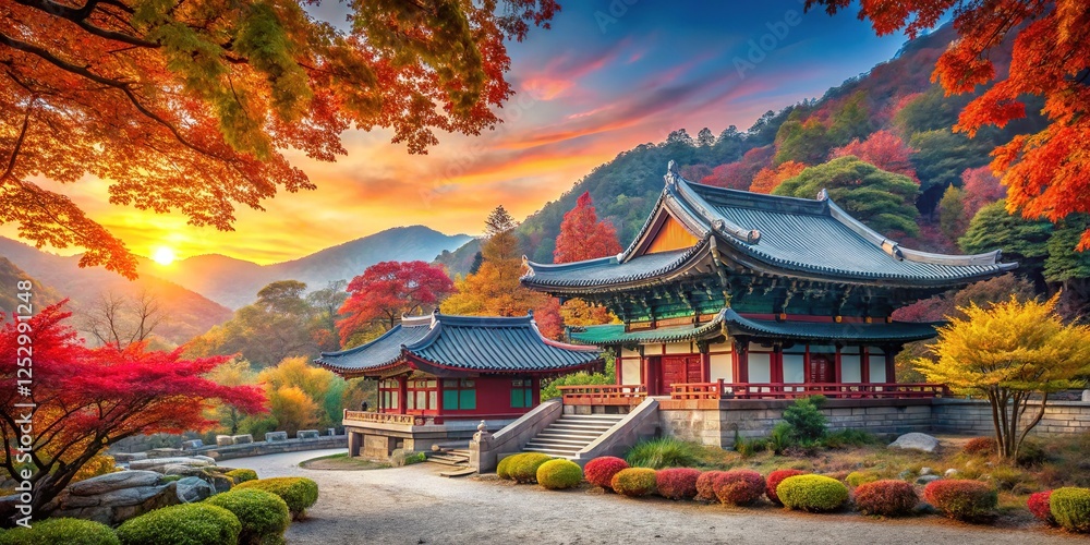 Obraz premium Baekyangsa Temple in Autumn, Naejangsan Park
