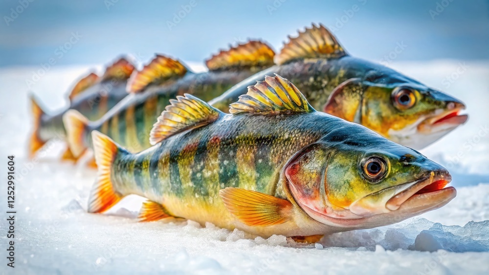 Four Burbots on Snowy Ground - Fresh Winter Catch Four Burbots on Snowy Ground - Fresh Winter Catch