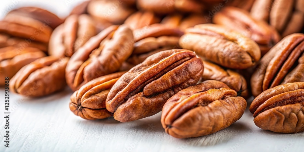 Fresh Pecan Nuts in Shell, White Background - High-Resolution Stock Photo Fresh Pecan Nuts in Shell, White Background - High-Resolution Stock Photo
